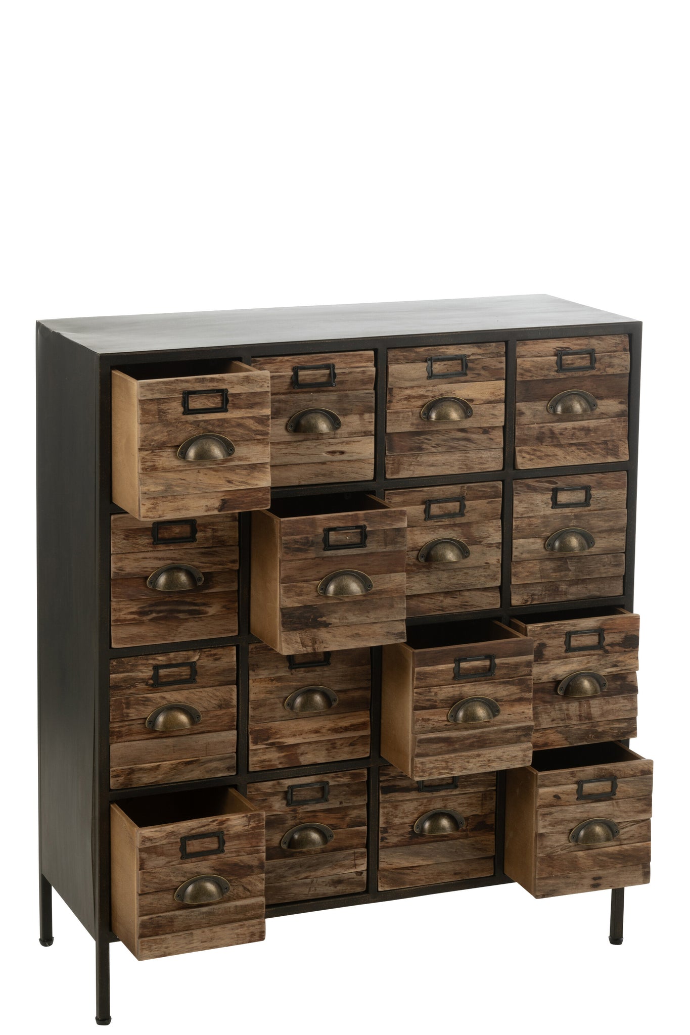 Cupboard 16 Drawers Wood/Metal Brown - Tuincentrum Lopik