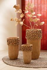 J-LINE VASE CORAL HIGH CLAY OCHRE SMALL
