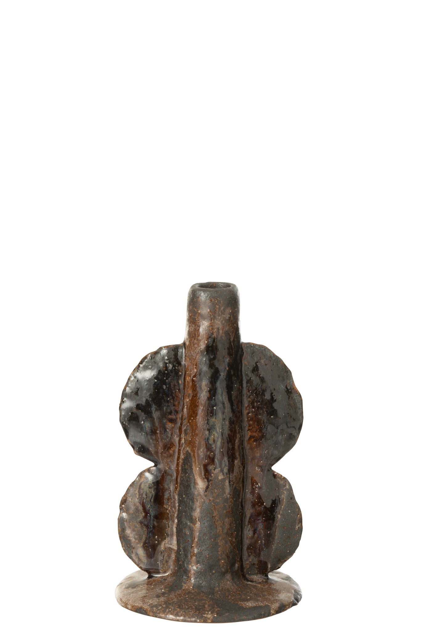 J-LINE VASE/CANDLEHOLDER NAGA KERAMIEK BRUIN/ZWART - Tuincentrum Lopik