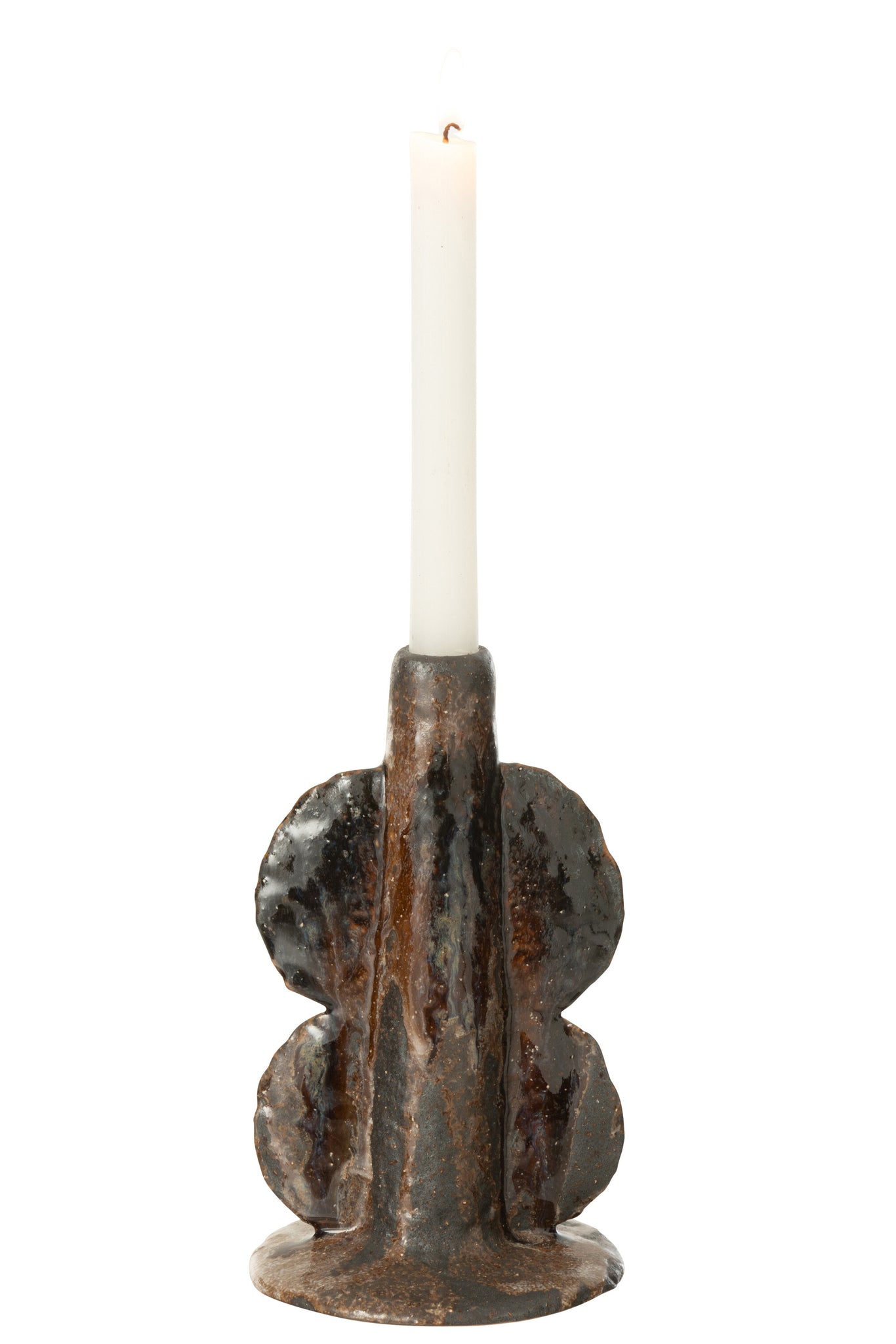 J-LINE VASE/CANDLEHOLDER NAGA KERAMIEK BRUIN/ZWART - Tuincentrum Lopik