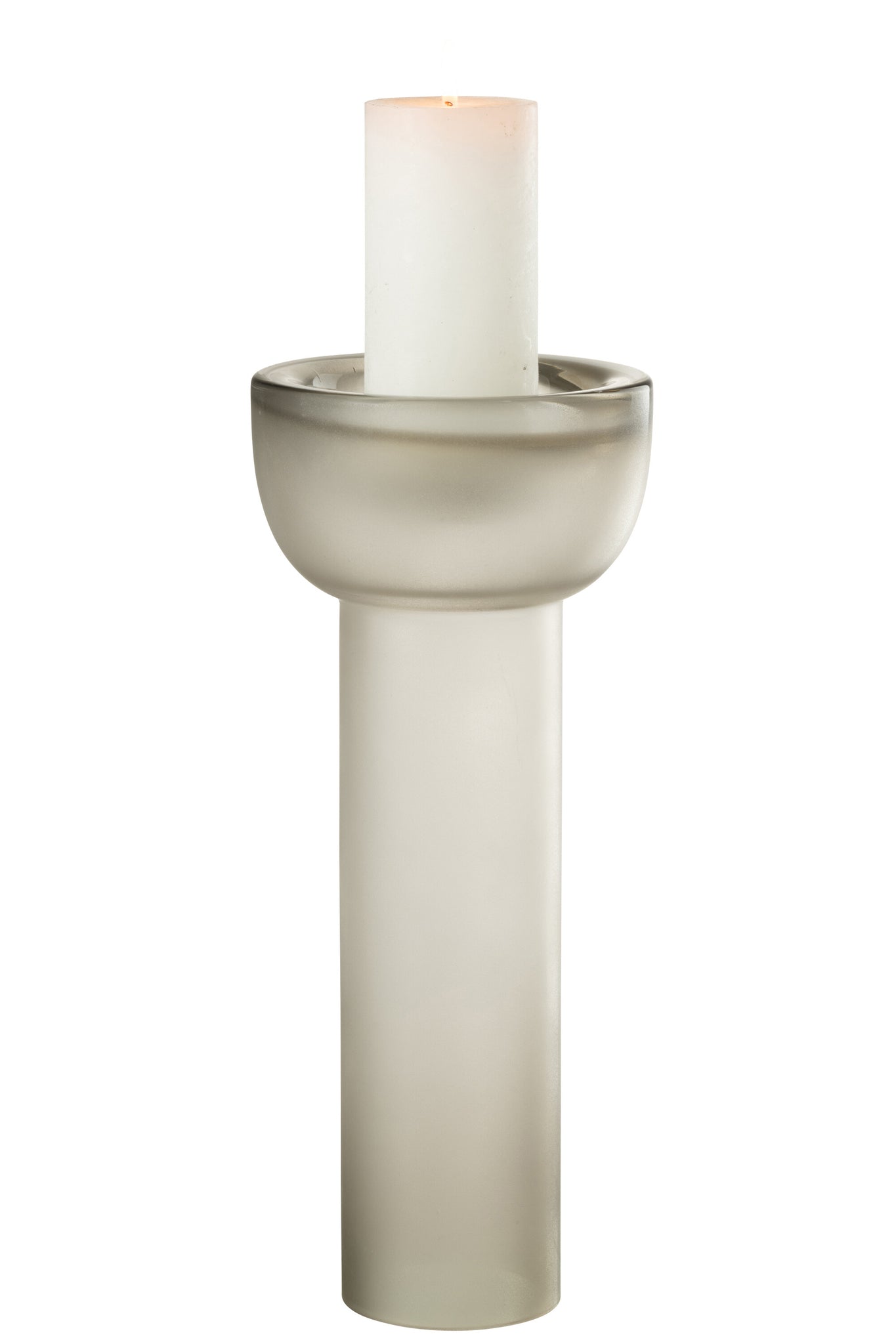 J-LINE VASE/CANDLEHOLDER YARA GLASS GREIGE LARGE