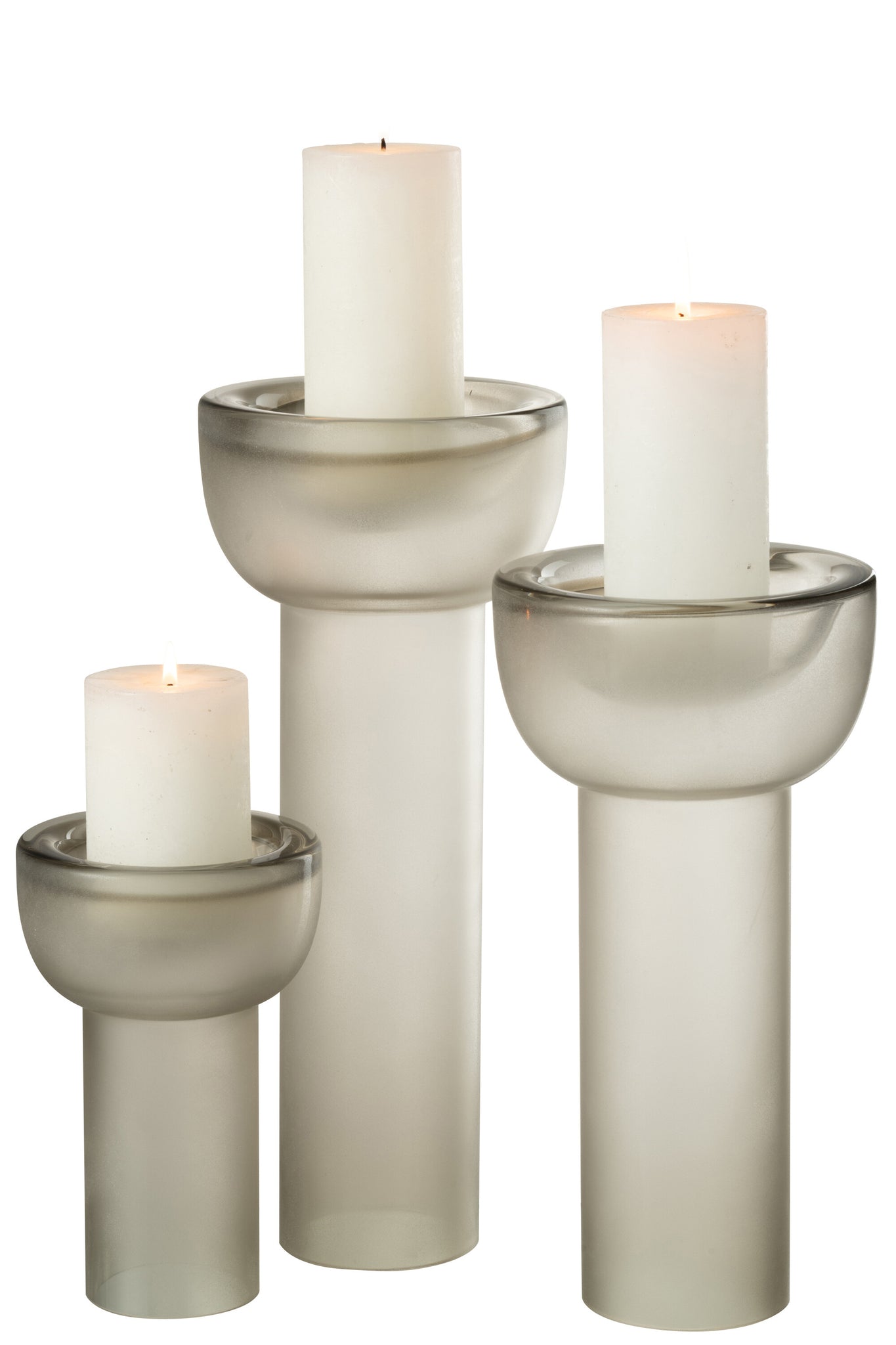 J-LINE VASE/CANDLEHOLDER YARA GLASS GREIGE LARGE