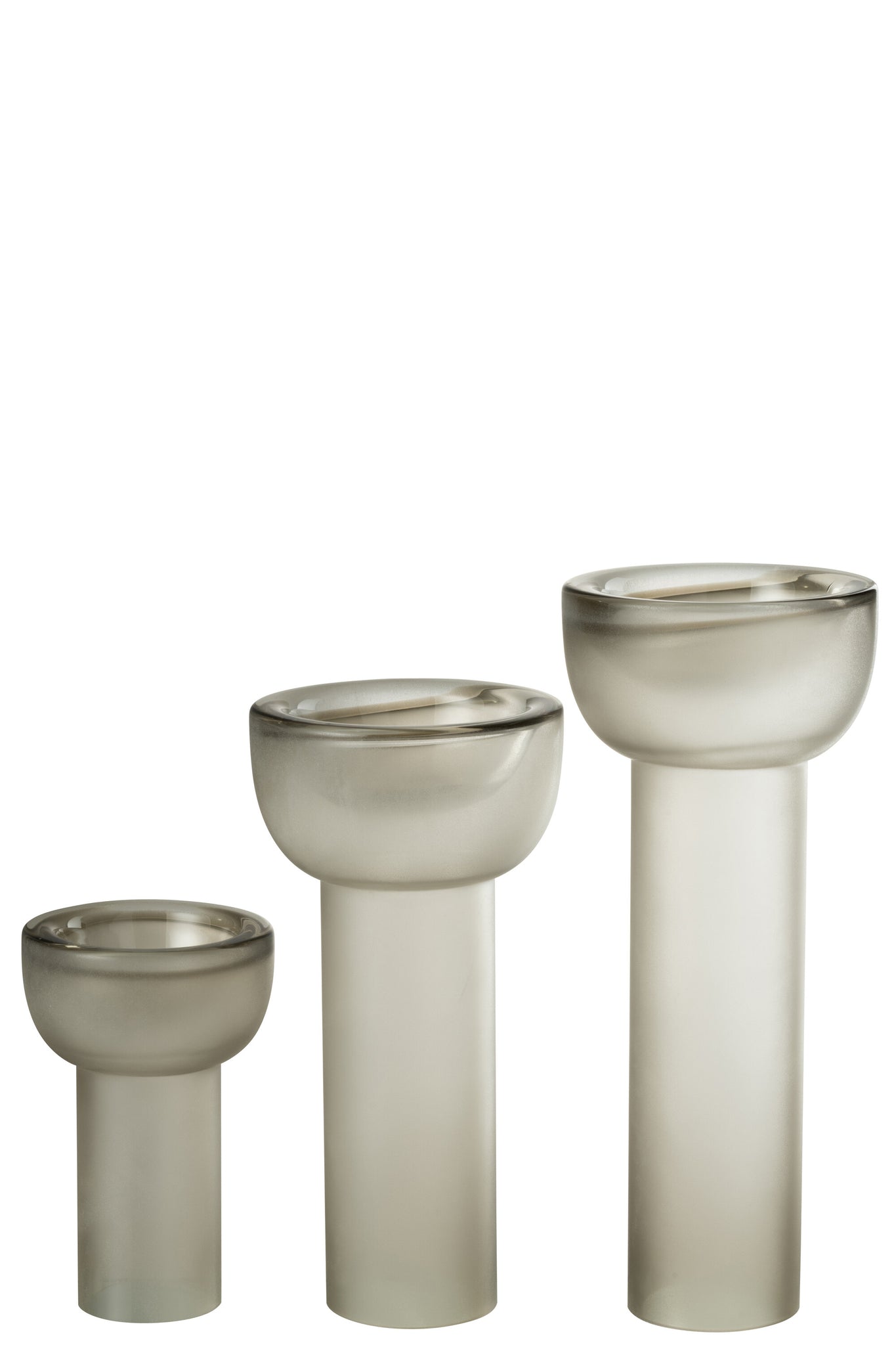 J-LINE VASE/CANDLEHOLDER YARA GLASS GREIGE LARGE