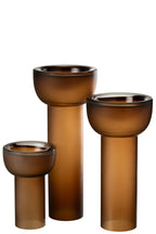J-LINE VASE/CANDLEHOLDER YOKO GLAS BRUIN LARGE - Tuincentrum Lopik