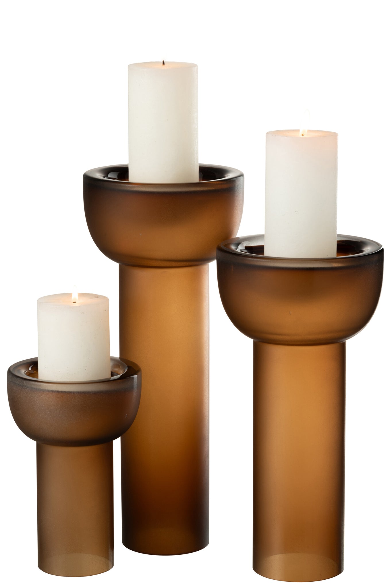 J-LINE VASE/CANDLEHOLDER YOKO GLAS BRUIN LARGE - Tuincentrum Lopik