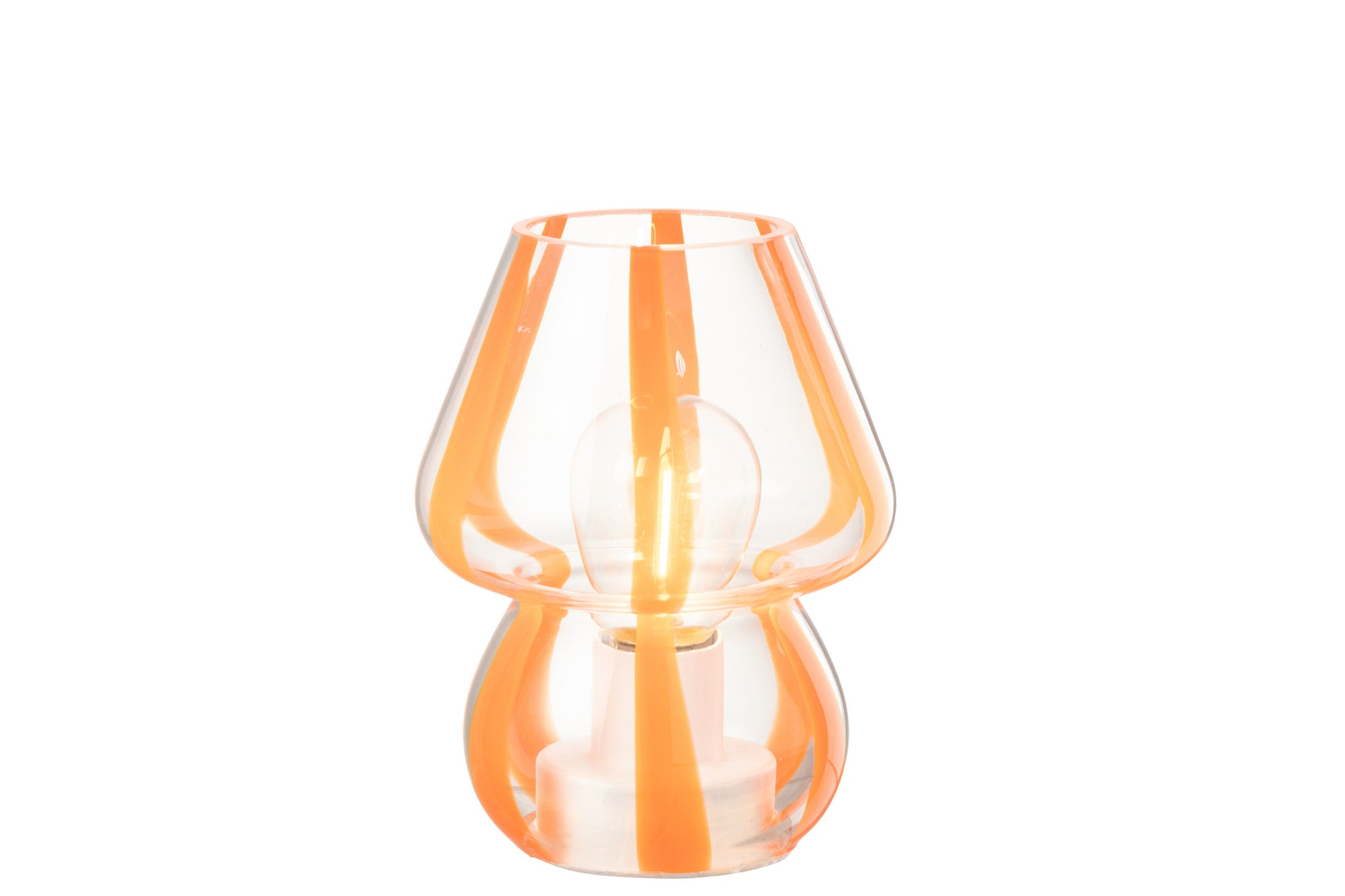 J-LINE TAFELLAMP STRIPES GLAS TRANSPARANT ORANJE 11X15CM - Tuincentrum Lopik