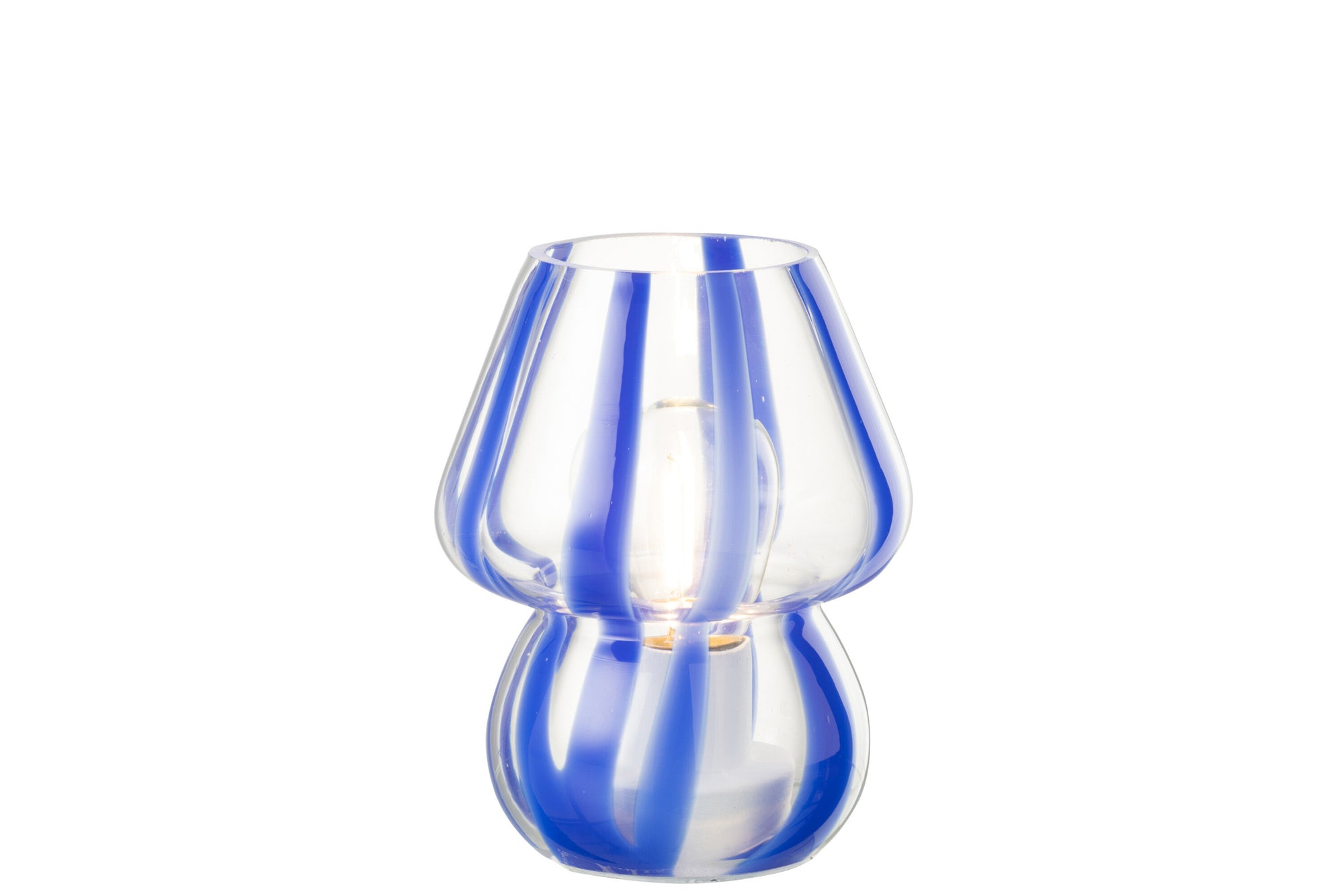 J-LINE TAFELLAMP STRIPES GLAS TRANSPARANT/BLAUW Ø11X15CM E27 - Tuincentrum Lopik