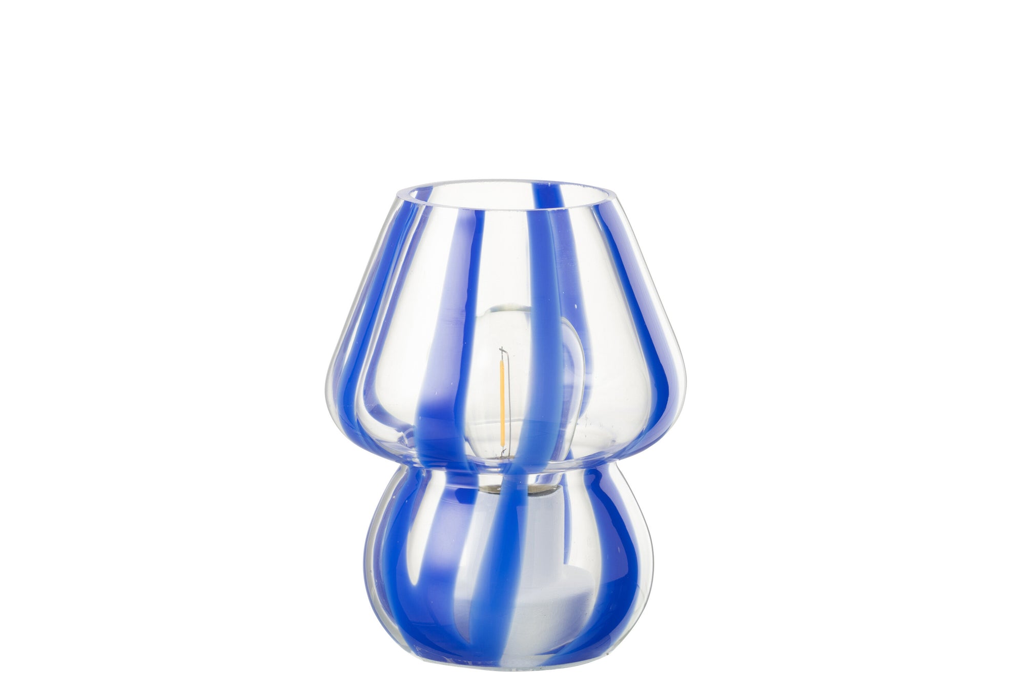 J-LINE TAFELLAMP STRIPES GLAS TRANSPARANT/BLAUW Ø11X15CM E27 - Tuincentrum Lopik
