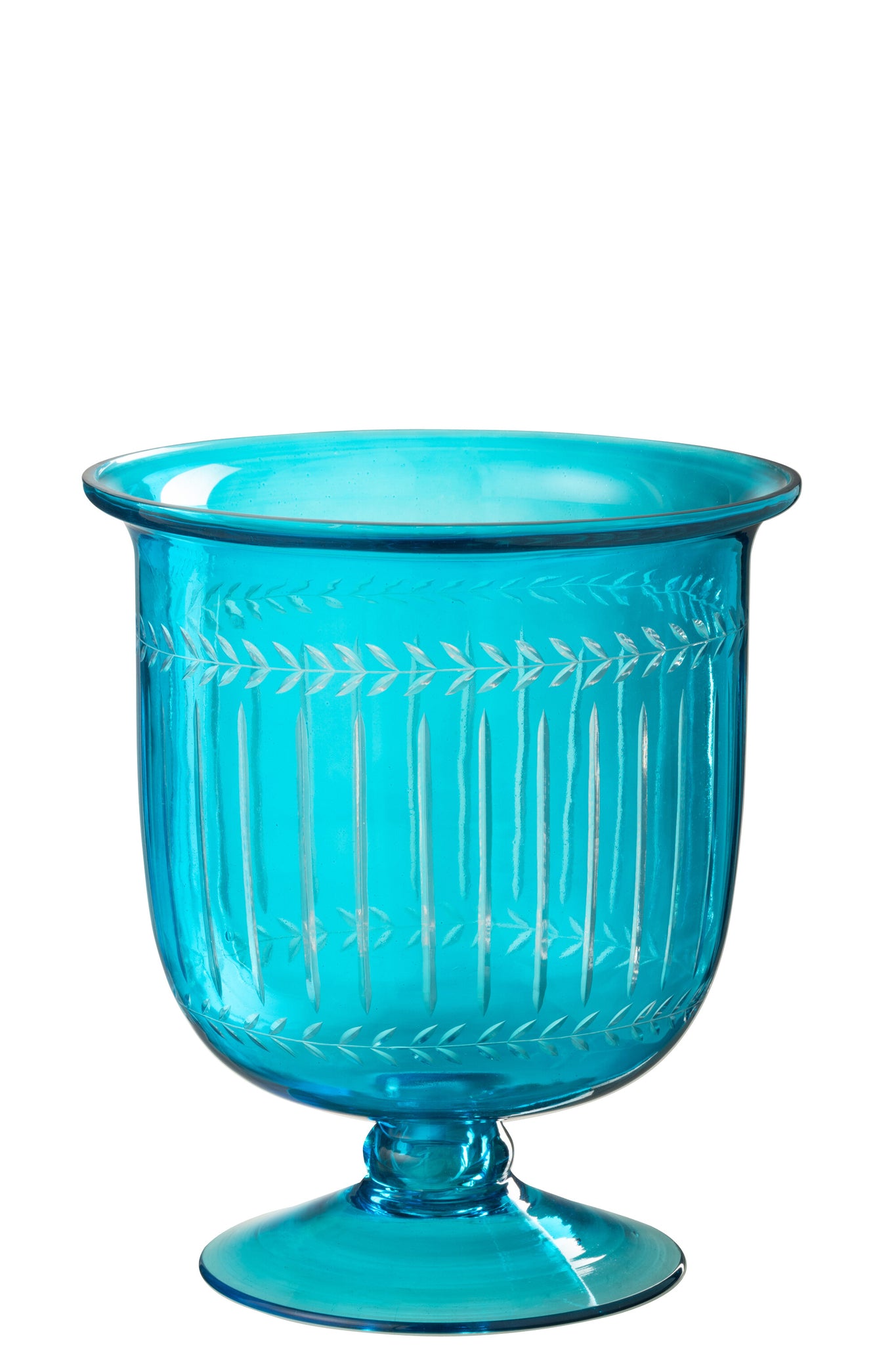 J-LINE HURRICANE VAAS TARIFA GLAS AZUURBLAUW 22X22X24CM - Tuincentrum Lopik