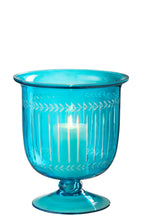 J-LINE HURRICANE VAAS TARIFA GLAS AZUURBLAUW 22X22X24CM - Tuincentrum Lopik