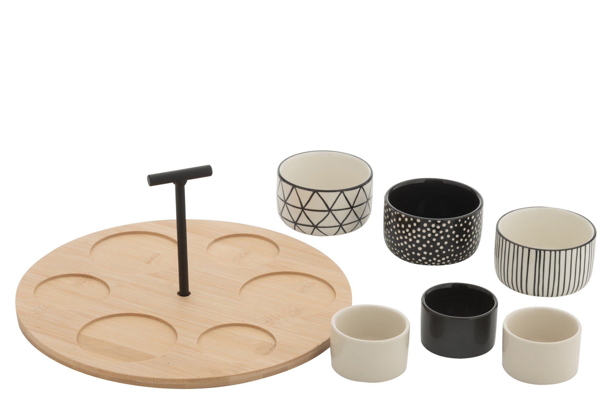 Tapas Service 6 Sets+Bamboo Tray Windowbox Black/White - Tuincentrum Lopik
