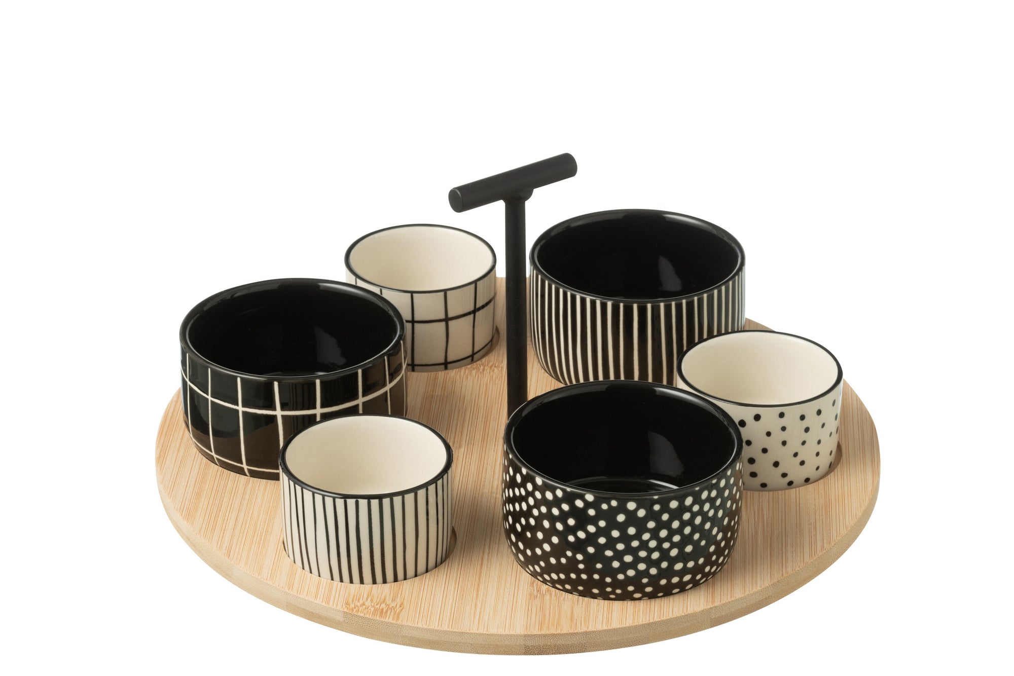 Tapas Service 6 Sets+Bamboo Tray Windowbox Black/White - Tuincentrum Lopik
