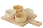 Tapas Service 4 Sets + Houten dienblad Raamdoos Crème/Wit - Tuincentrum Lopik