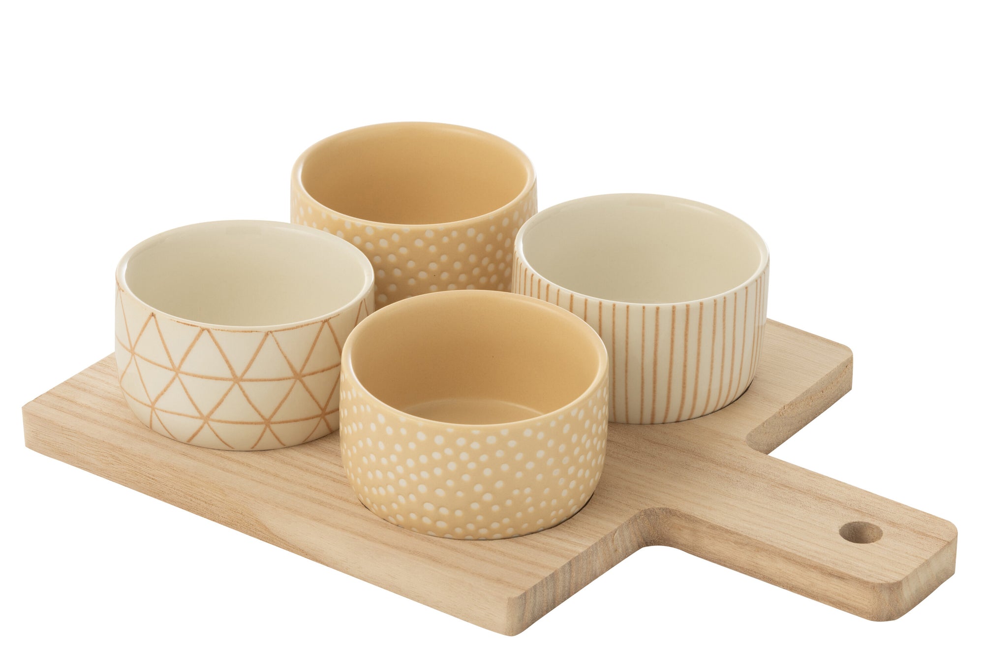 Tapas Service 4 Sets + Houten dienblad Raamdoos Crème/Wit - Tuincentrum Lopik