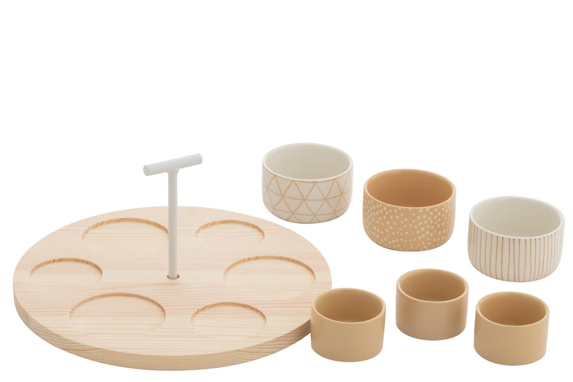 J-LINE TAPAS SERVICE 6 SETS + HOUTEN DIENBLAD RAAMDOOS CRÈME/WIT - Tuincentrum Lopik
