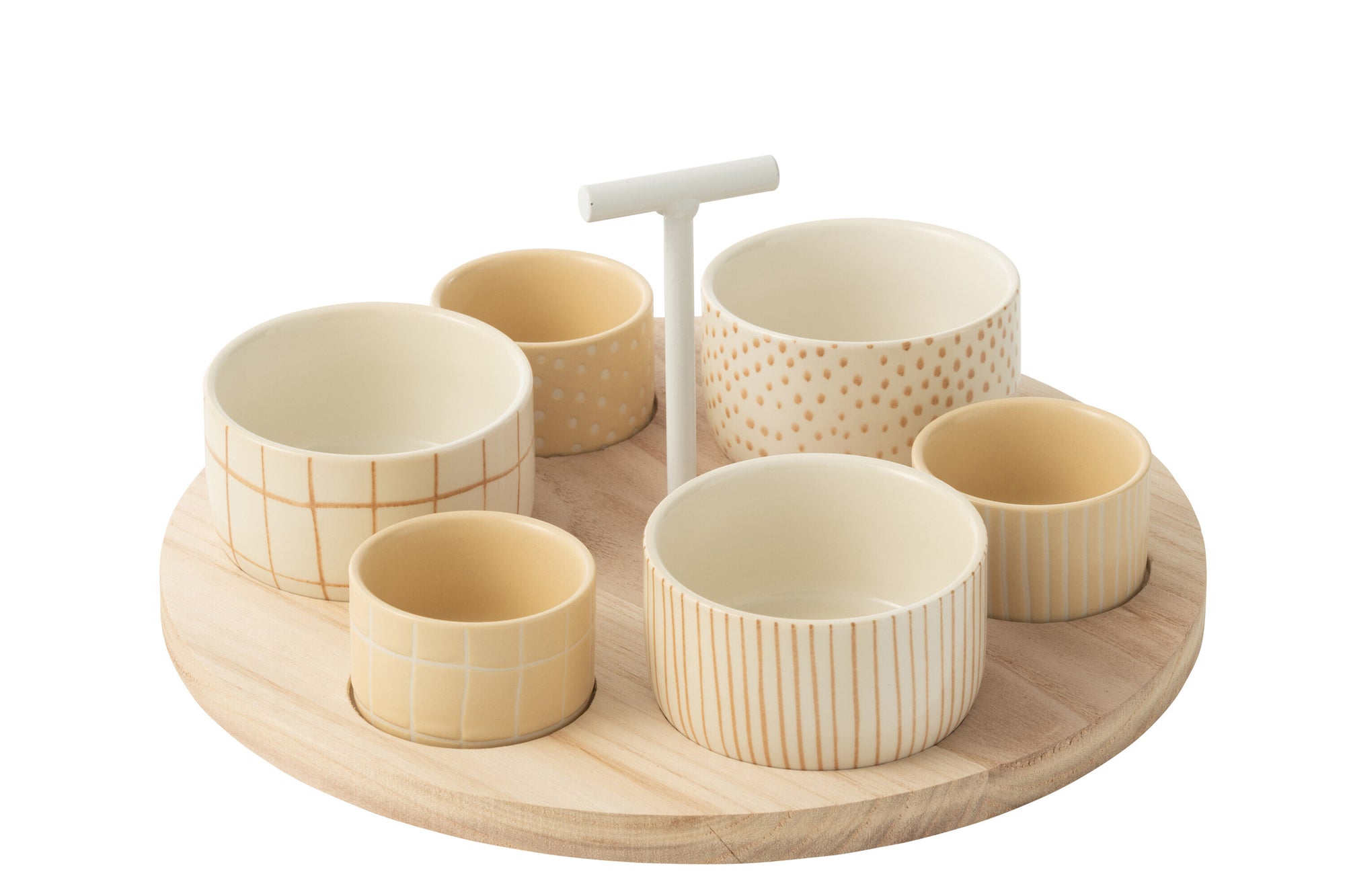 J-LINE TAPAS SERVICE 6 SETS + HOUTEN DIENBLAD RAAMDOOS CRÈME/WIT - Tuincentrum Lopik