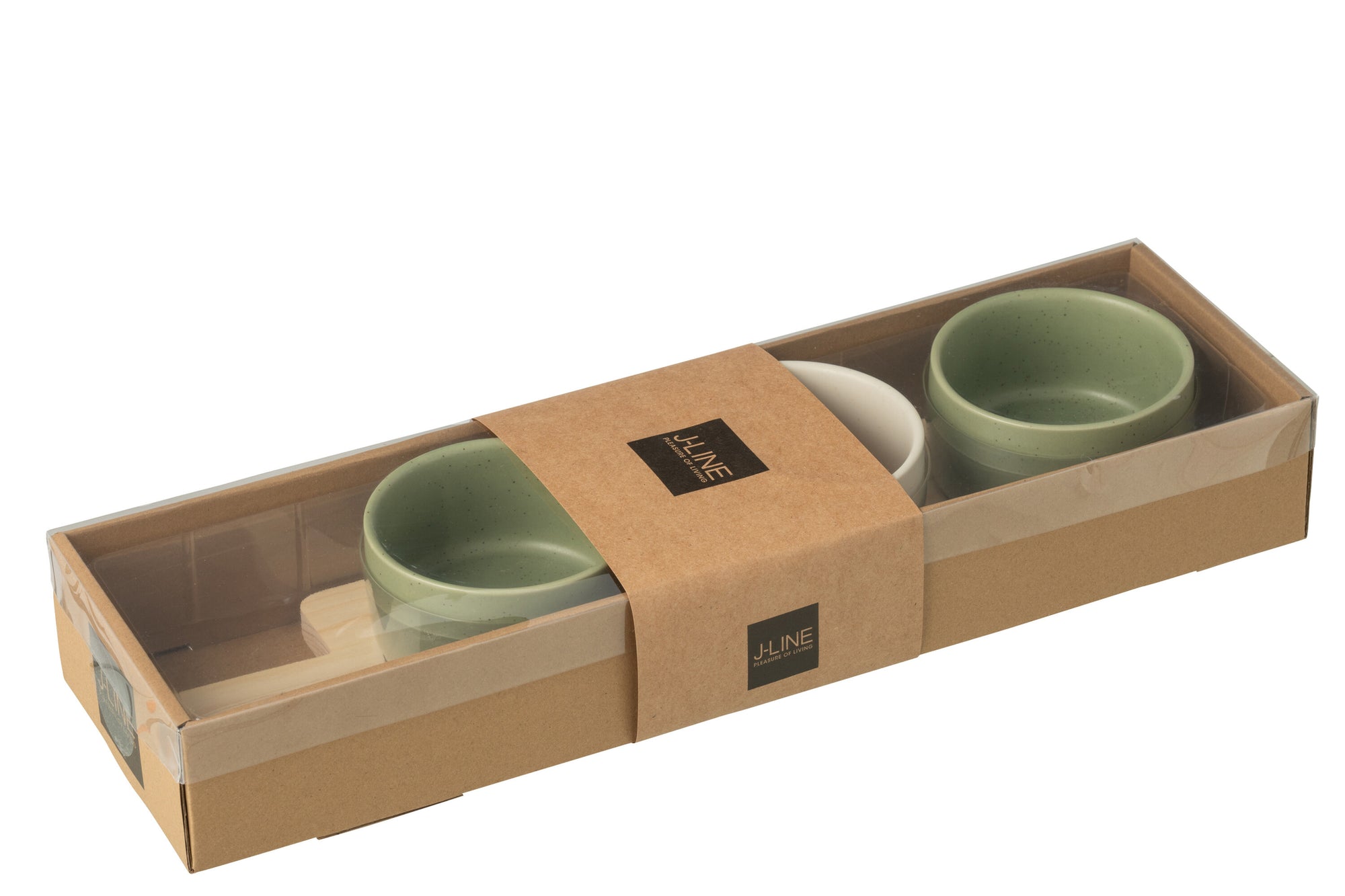 J-LINE TAPAS SERVICE 3 SETS + HOUTEN DIENBLAD RAAMDOOS GROEN/WIT - Tuincentrum Lopik