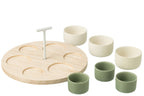 J-LINE TAPAS SERVICE 6 SETS HOUTEN DIENBLAD GROEN/WIT - Tuincentrum Lopik