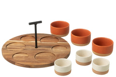 Tapas Service 6 Sets+Wood Tray Windowbox Orange/White - Tuincentrum Lopik