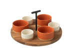 Tapas Service 6 Sets+Wood Tray Windowbox Orange/White - Tuincentrum Lopik
