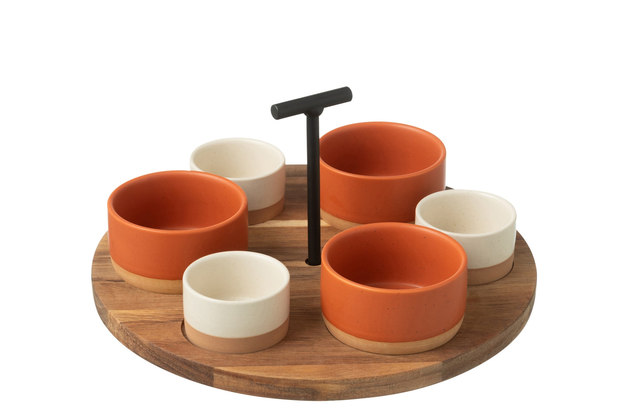 Tapas Service 6 Sets+Wood Tray Windowbox Orange/White - Tuincentrum Lopik