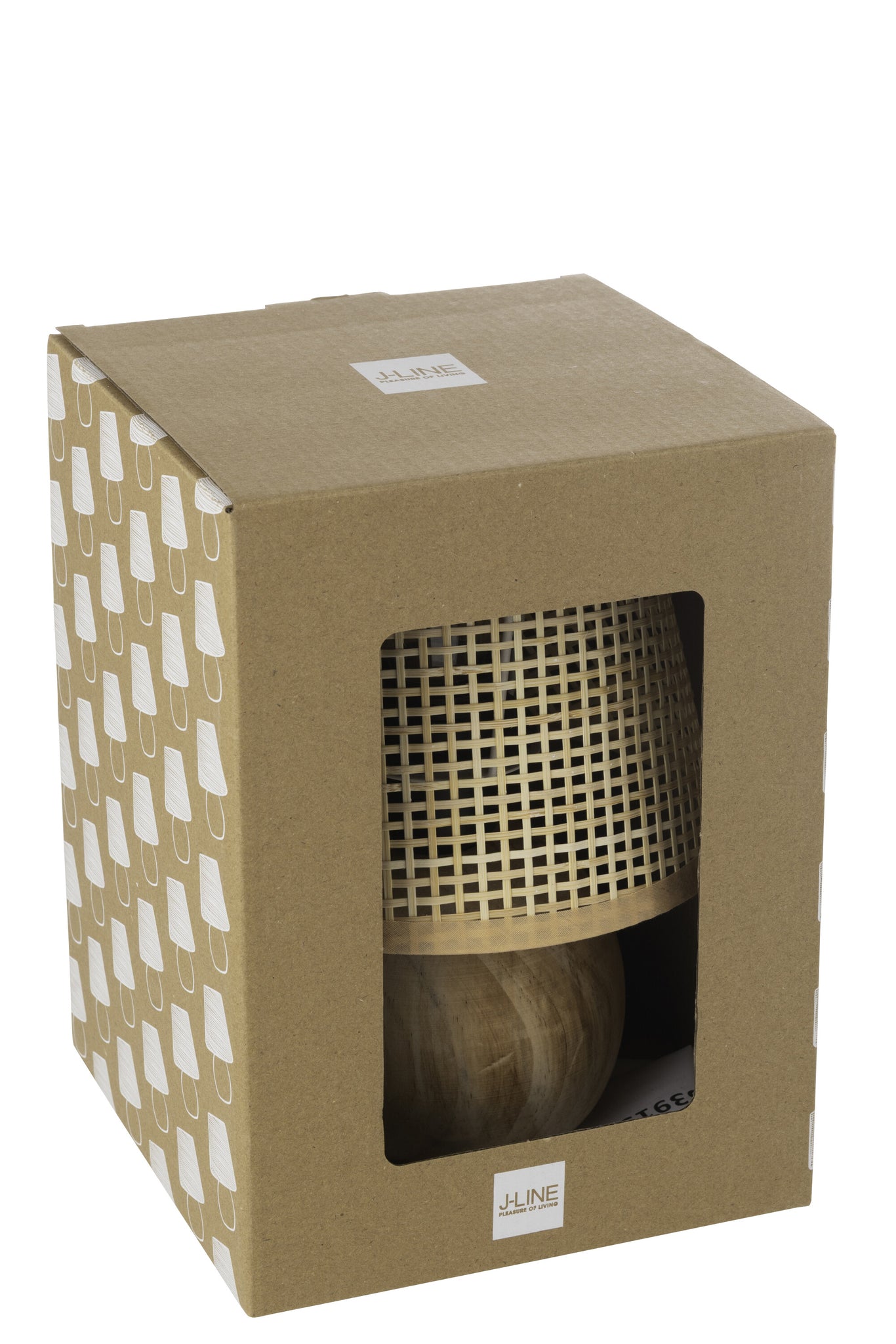J-LINE TAFELLAMP LED GEVLOCHTEN HOUT RATTAN NATUREL 17X23CM - Tuincentrum Lopik
