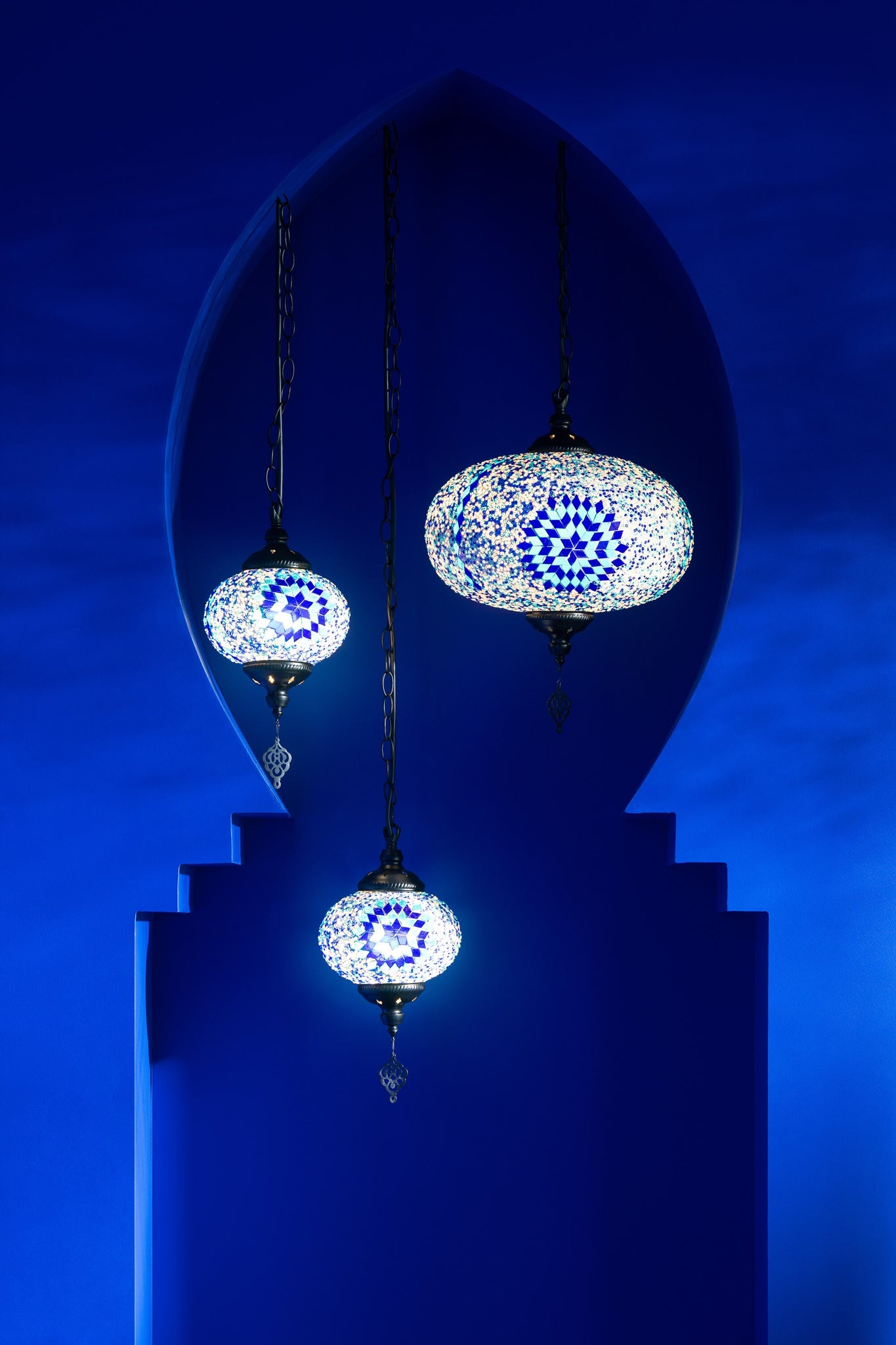 J-LINE HANGLAMP MOZAÏEK GLAS/METAAL BLAUW KLEIN - Tuincentrum Lopik