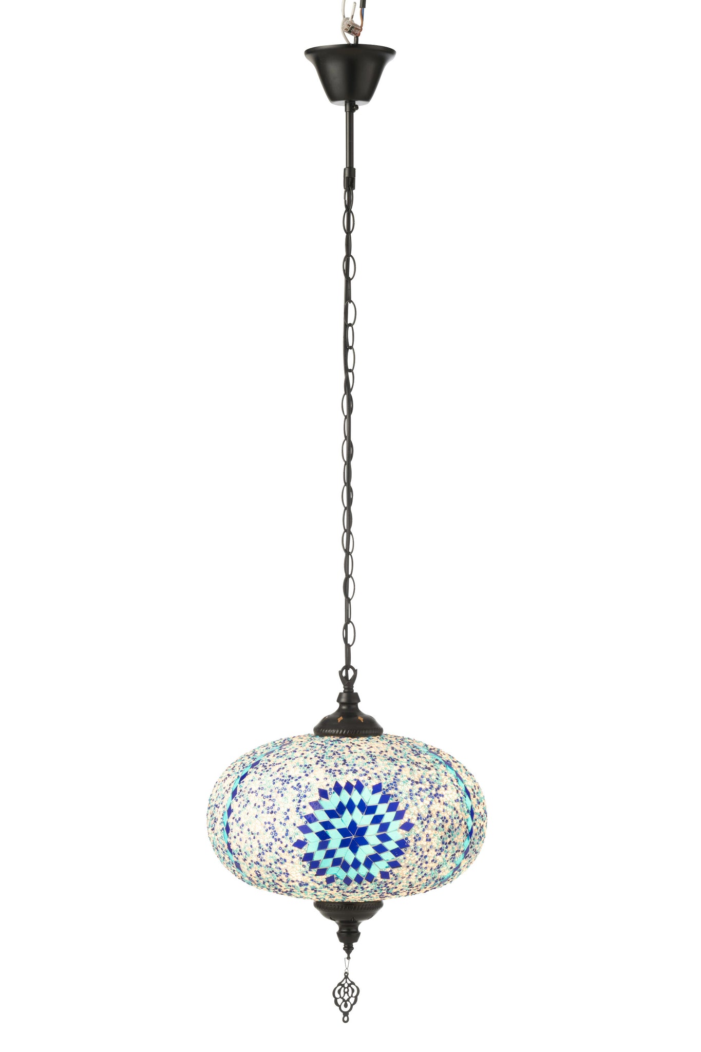 J-LINE HANGLAMP MOZAÏEKGLAS/METAAL BLAUW GROOT - Tuincentrum Lopik