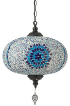 J-LINE HANGLAMP MOZAÏEKGLAS/METAAL BLAUW GROOT - Tuincentrum Lopik
