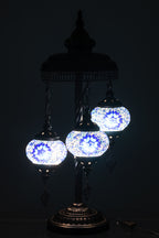 J-LINE TAFELLAMP MOZAÏEK 3 LAMPEN GLAS/METAAL BLAUW - Tuincentrum Lopik