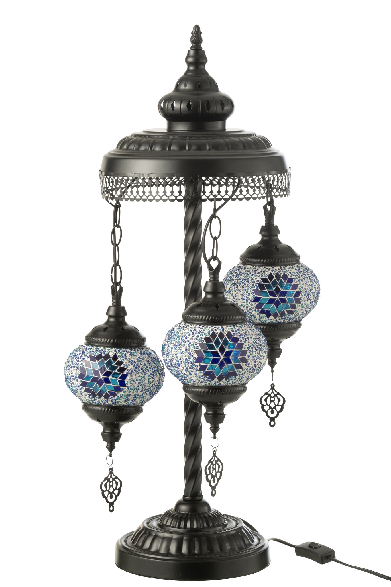 J-LINE TAFELLAMP MOZAÏEK 3 LAMPEN GLAS/METAAL BLAUW - Tuincentrum Lopik
