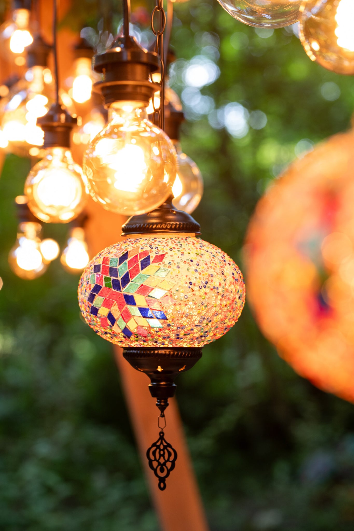 J-LINE HANGLAMP MOZAÏEK GLAS/METAAL ORANJE KLEIN - Tuincentrum Lopik