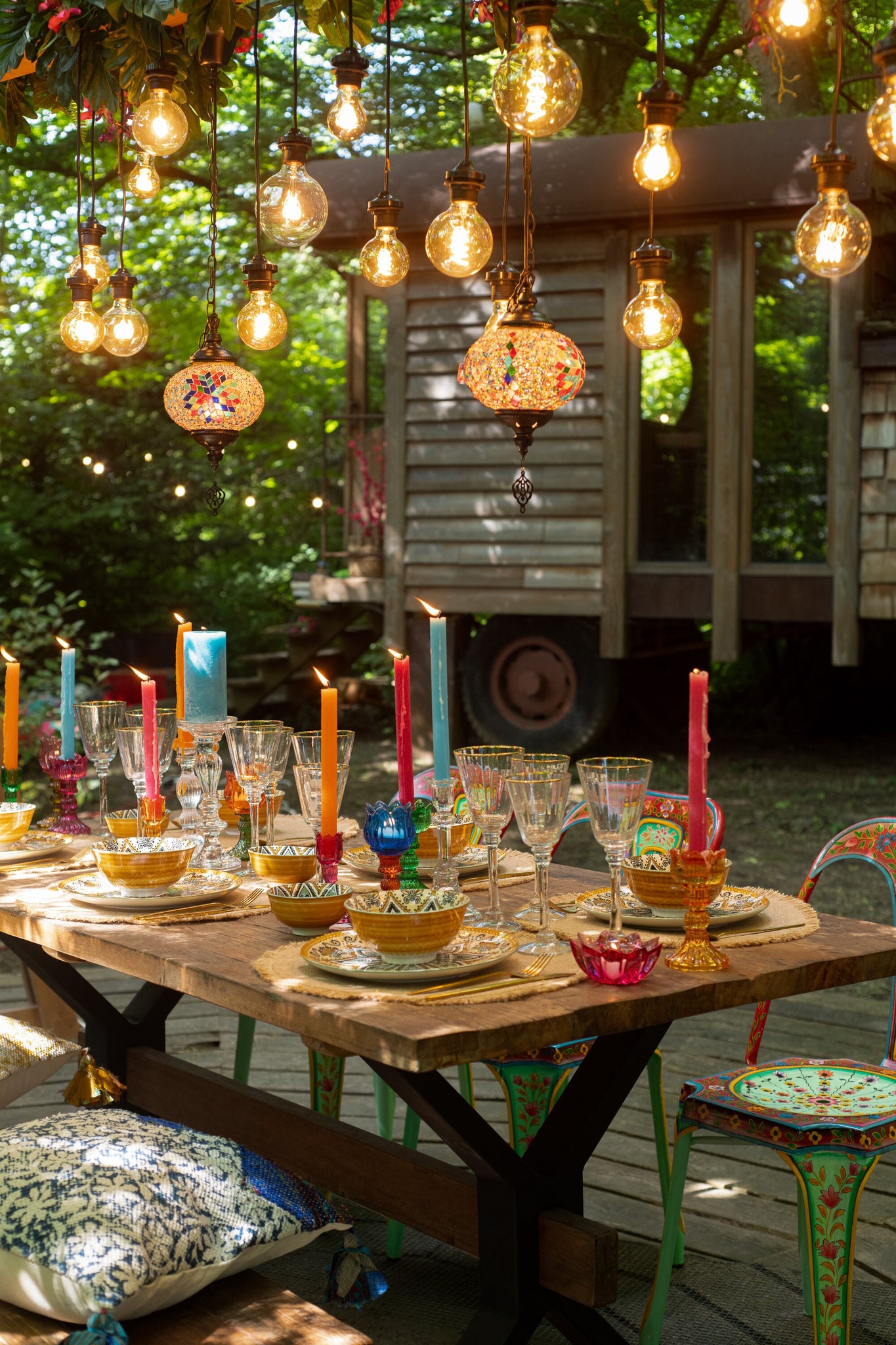 J-LINE HANGLAMP MOZAÏEK GLAS/METAAL ORANJE GROOT - Tuincentrum Lopik