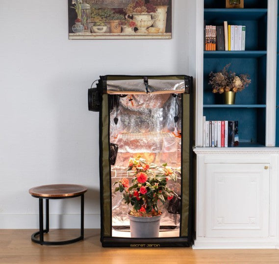 SECRET JARDIN FS100 FOR TWENTY 100 COMPLETE KWEEKTENT SET MET 100 WATT VOL SPECTRUM LED VERLICHTING, CIRCULATIE EN AFZUIGING 60 X 40 X 116 CM