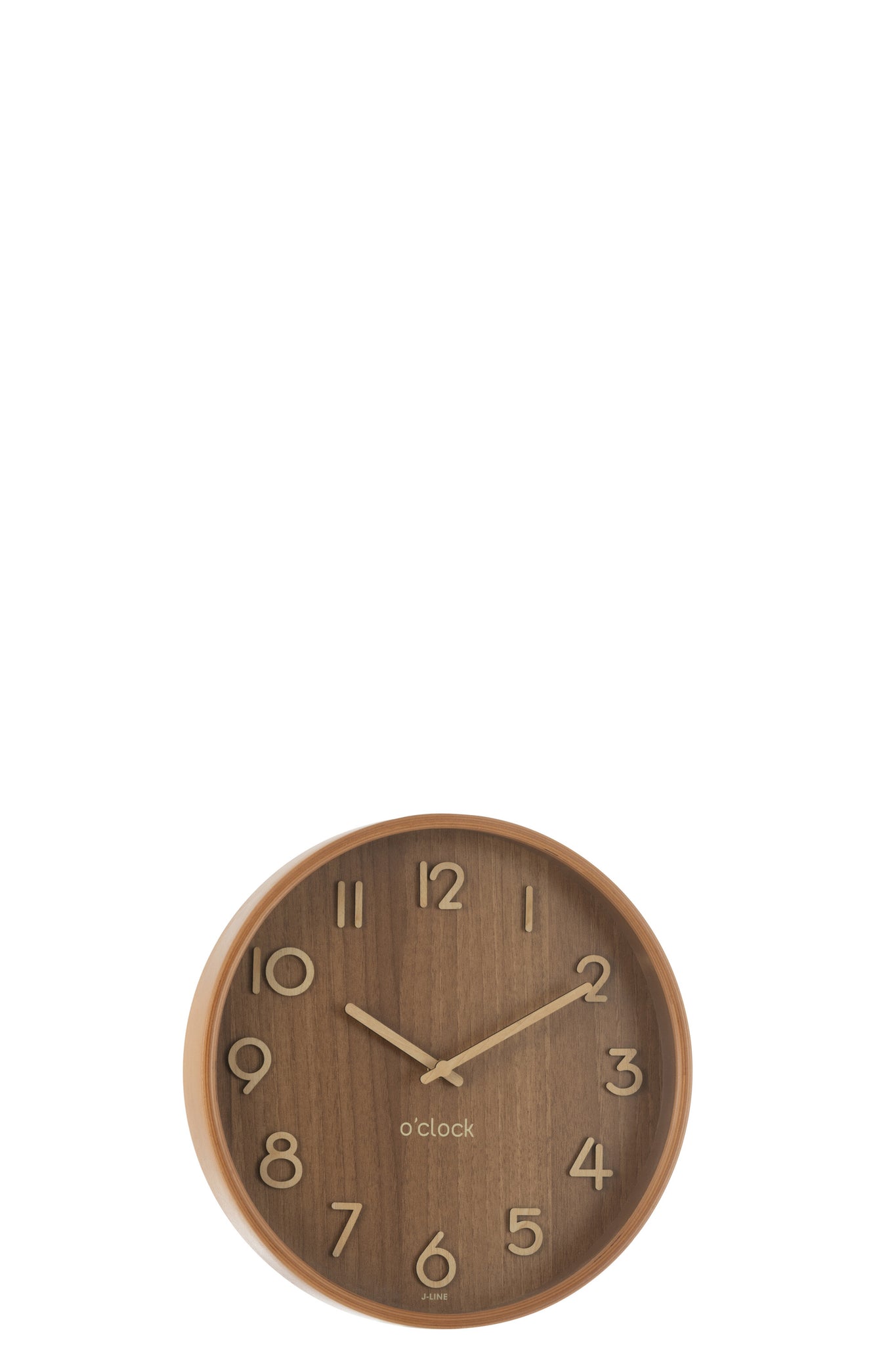 J-LINE WANDKLOK PLYWOOD/MDF DONKER NATUREL SMALL - Tuincentrum Lopik