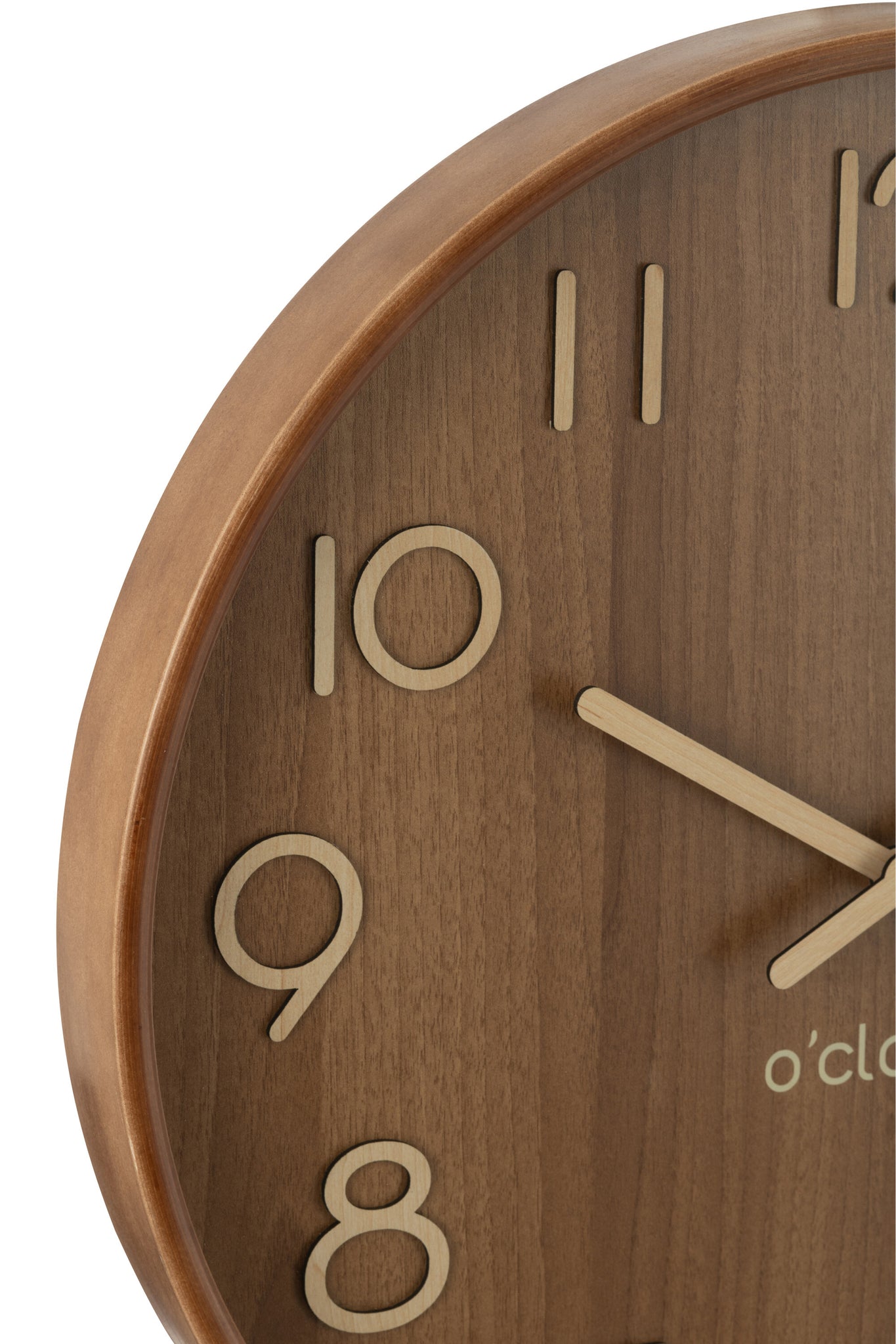 J-LINE WANDKLOK PLYWOOD/MDF DONKER NATUREL LARGE - Tuincentrum Lopik