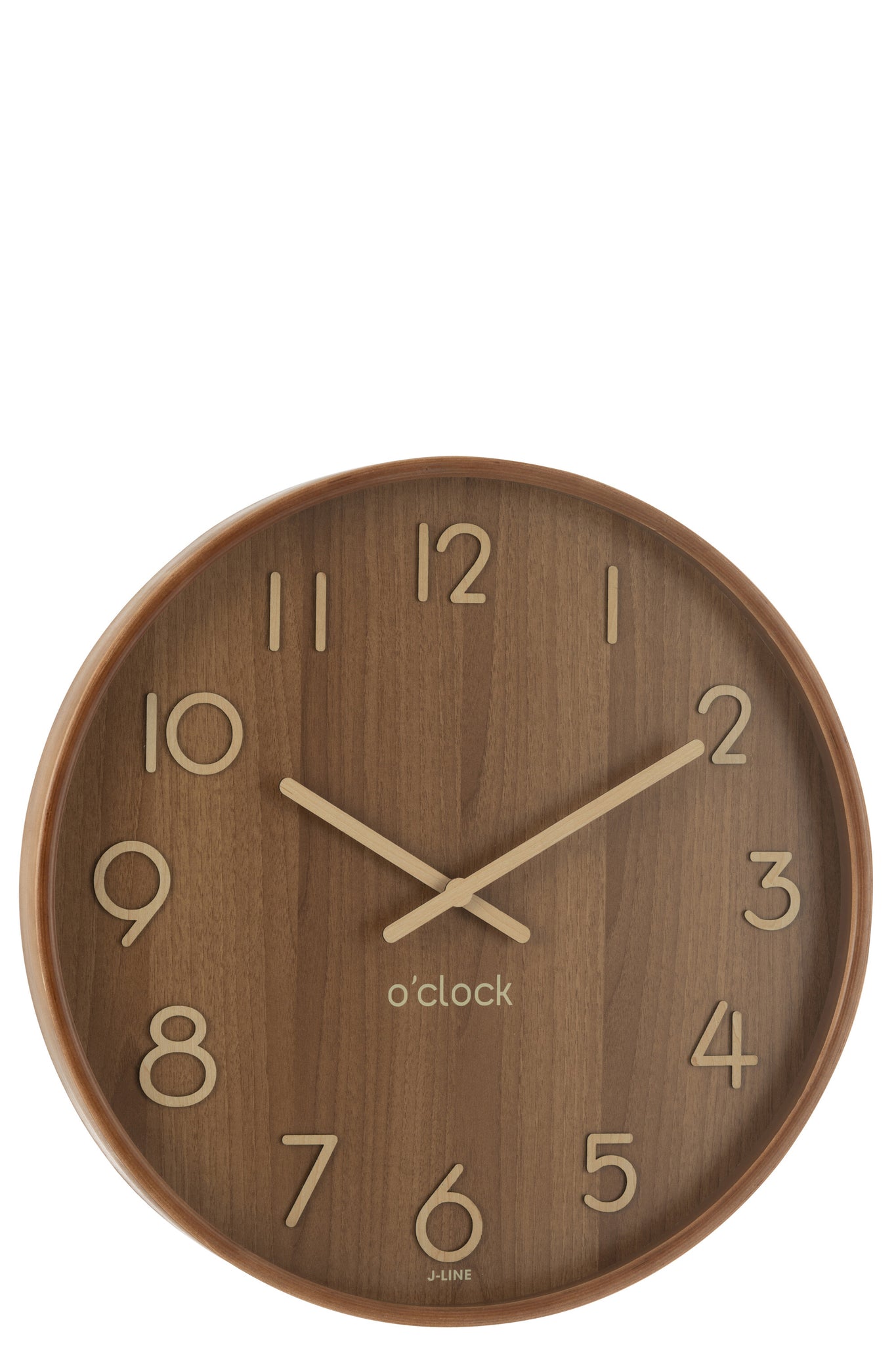 J-LINE WANDKLOK PLYWOOD/MDF DONKER NATUREL LARGE - Tuincentrum Lopik