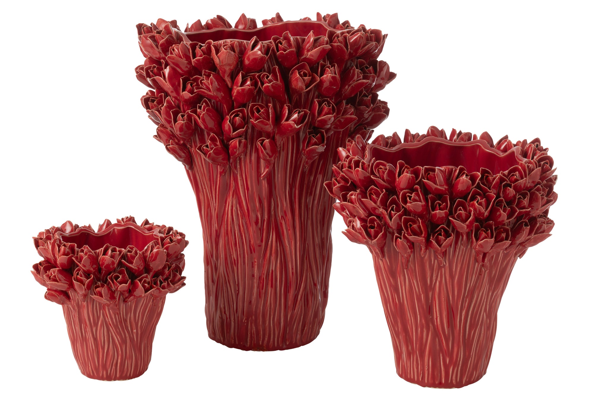 J-LINE VASE AMBROSIA CERAMIC RED LARGE - Tuincentrum Lopik
