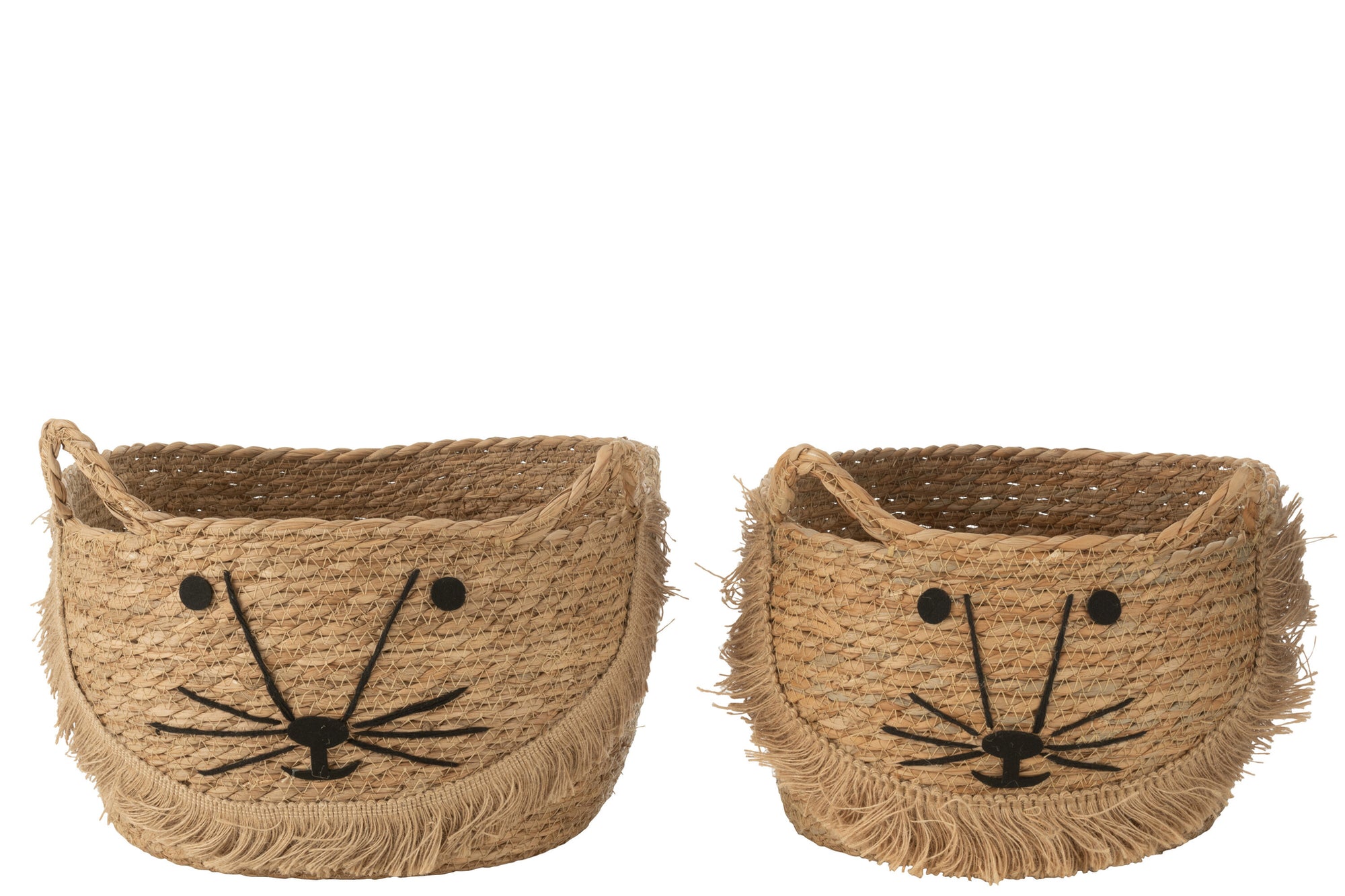 J-LINE SET OF 2 BASKETS KITTY REED NATURAL/BLACK