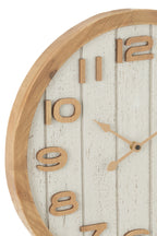 J-LINE WANDKLOK HOUT/MDF WIT/NATUREL KLEIN - Ø40 CM - Tuincentrum Lopik