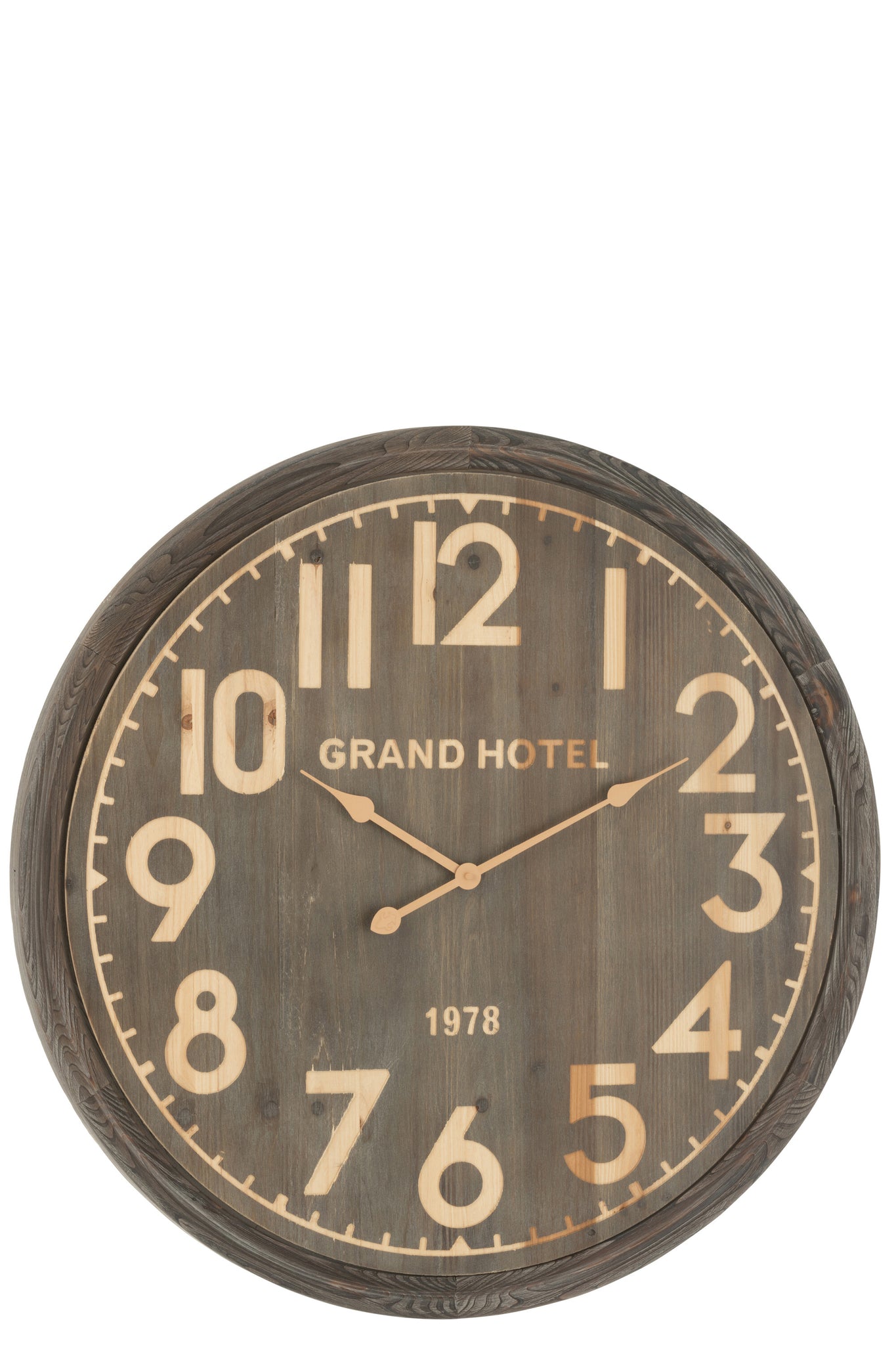 J-LINE WALL CLOCK GRAND HOTEL MDF DARK NATURAL LARGE - Tuincentrum Lopik