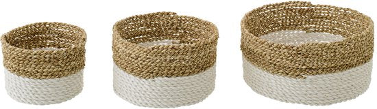 J-LINE SET OF 3 BASKET SEAGRASS NATURAL/WHITE
