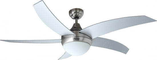 DCF52LSR PLAFONDVENTILATOR MET AFSTANDSBEDIENING EN VERLICHTING 132 CM RVS / ZILVER / 60 WATT