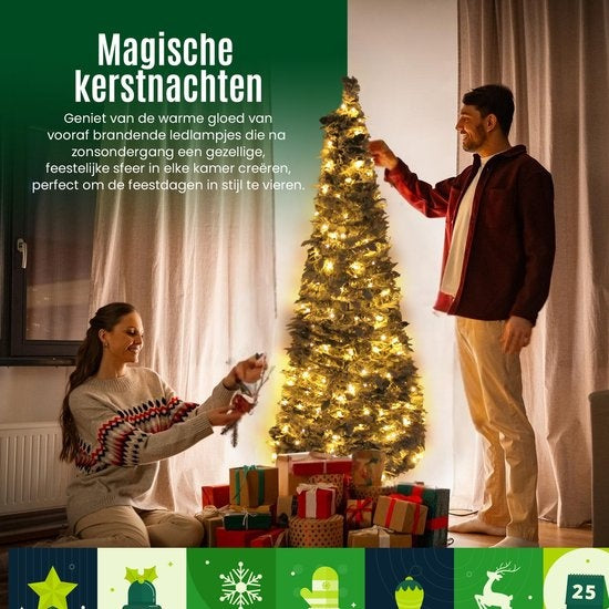 POP-UP KERSTBOOM 210 CM BESNEEUWD MET 300 WARM-WITTE LEDS