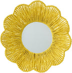 J-LINE WANDSPIEGEL RAFFIA GEEL