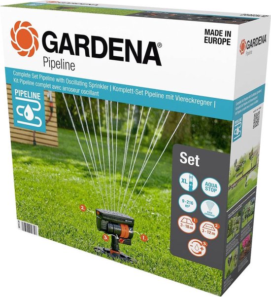GARDENA COMPLETE PIPELINE SET MET ZWENKSPROEIER – 9 TOT 216 M²
