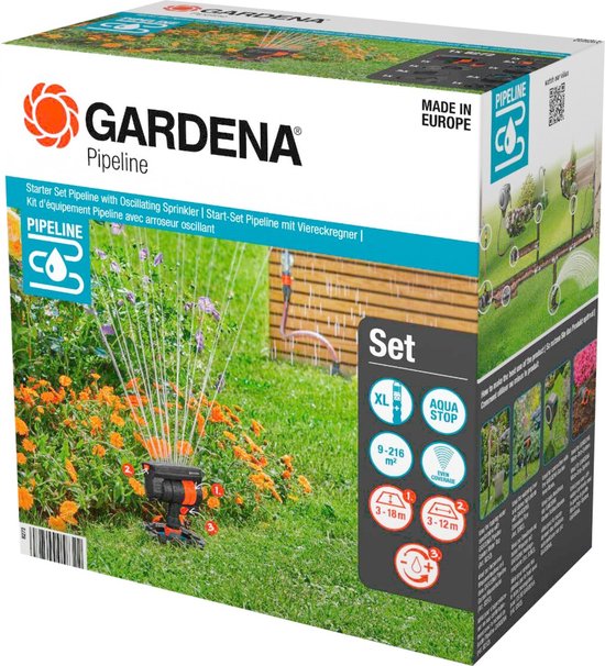 GARDENA COMPLETE PIPELINE SET MET ZWENKSPROEIER – 9 TOT 216 M²