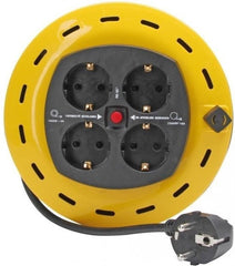 KOPP KABELHASPEL 4 VOUDIG 3G1 MM² THERMISCH BEVEILIGD 2500W 5 METER