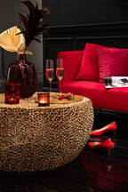 J-LINE SALONTAFEL ROND LAAG KORAALPATROON ALUMINIUM GOUD