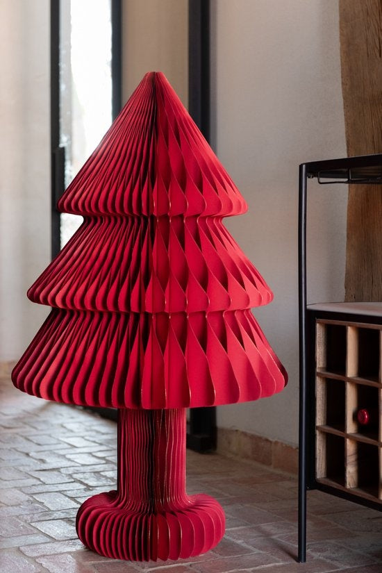 J-LINE KERSTBOOM OPVOUWBAAR PAPIER KERST ROOD GROOT